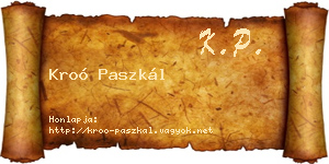 Kroó Paszkál névjegykártya